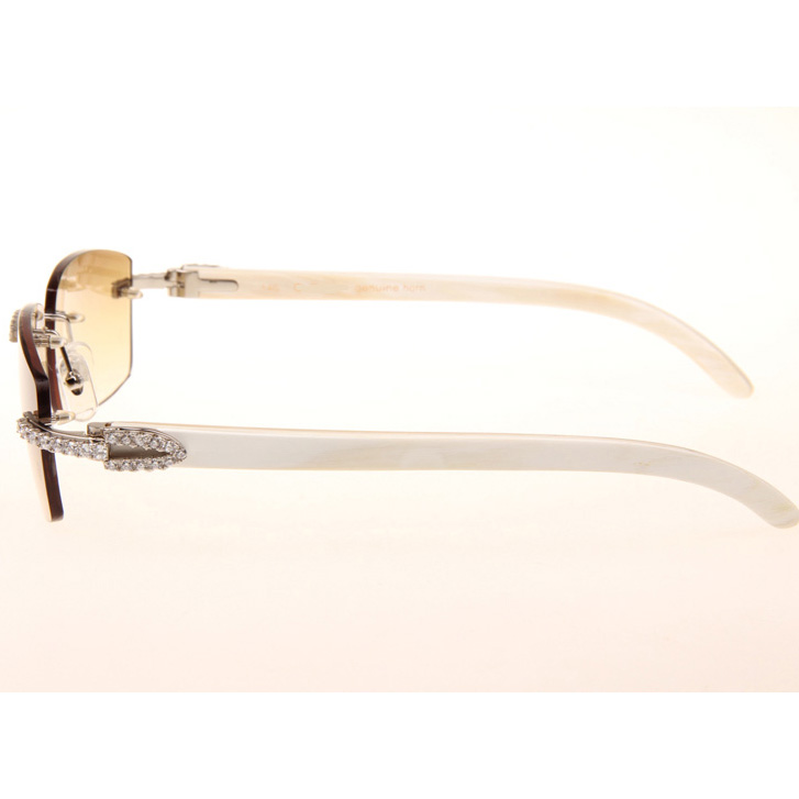 Cartier CT_3524012 Big Diamond White Buffalo Sunglasses In Silver Brown - DopestKickz