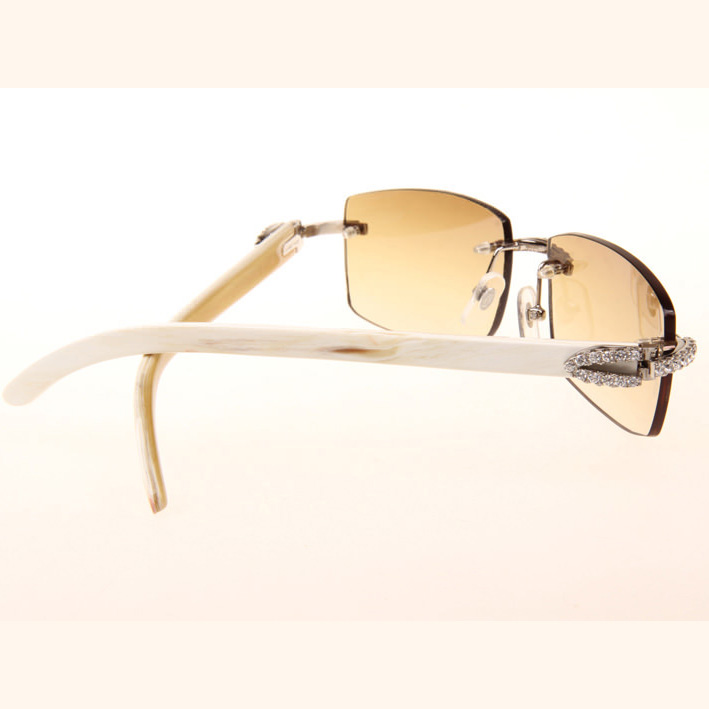 Cartier CT_3524012 Big Diamond White Buffalo Sunglasses In Silver Brown - DopestKickz
