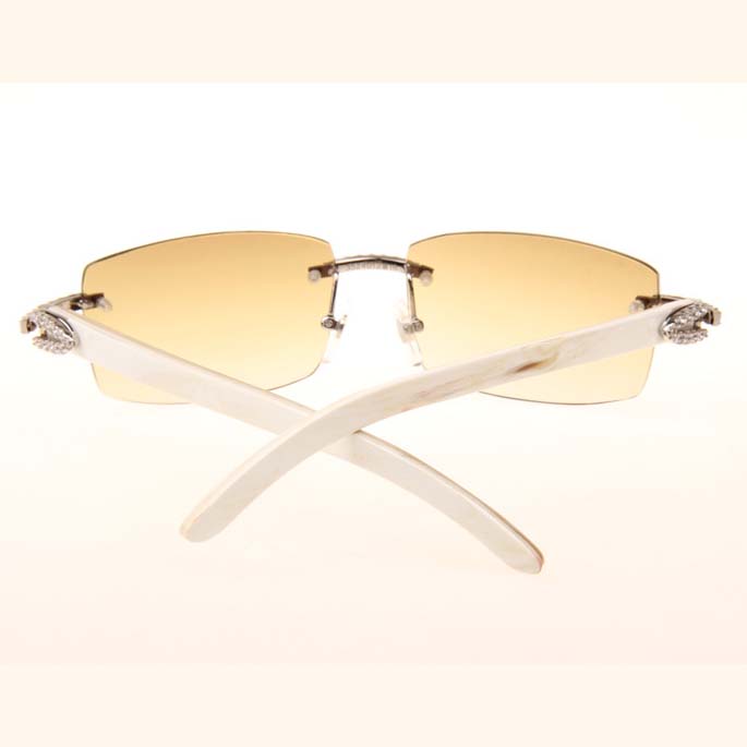 Cartier CT_3524012 Big Diamond White Buffalo Sunglasses In Silver Brown - DopestKickz