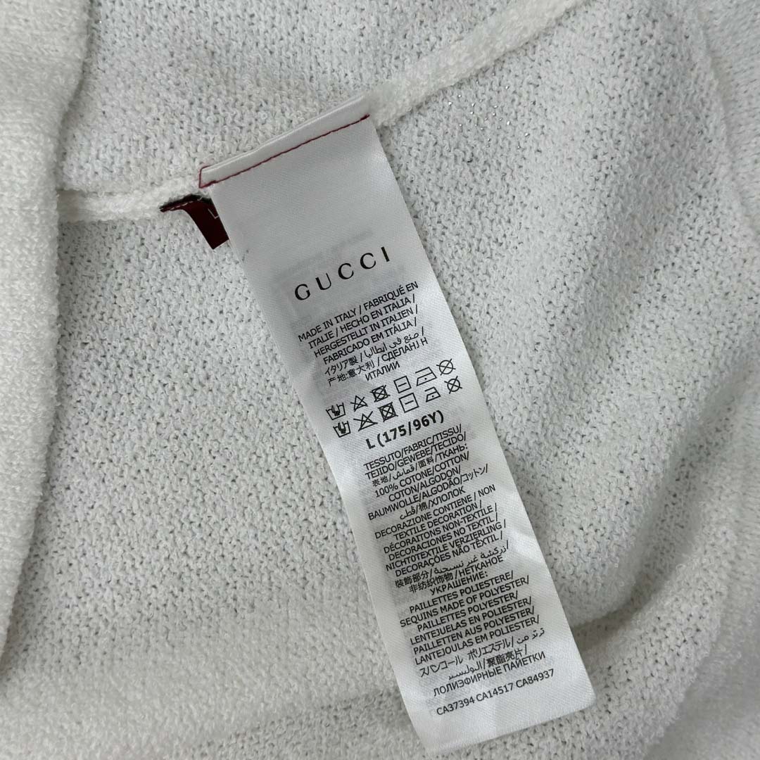 Gucci Cotton Blend Terry Knit Polo Shirt In White - DopestKickz