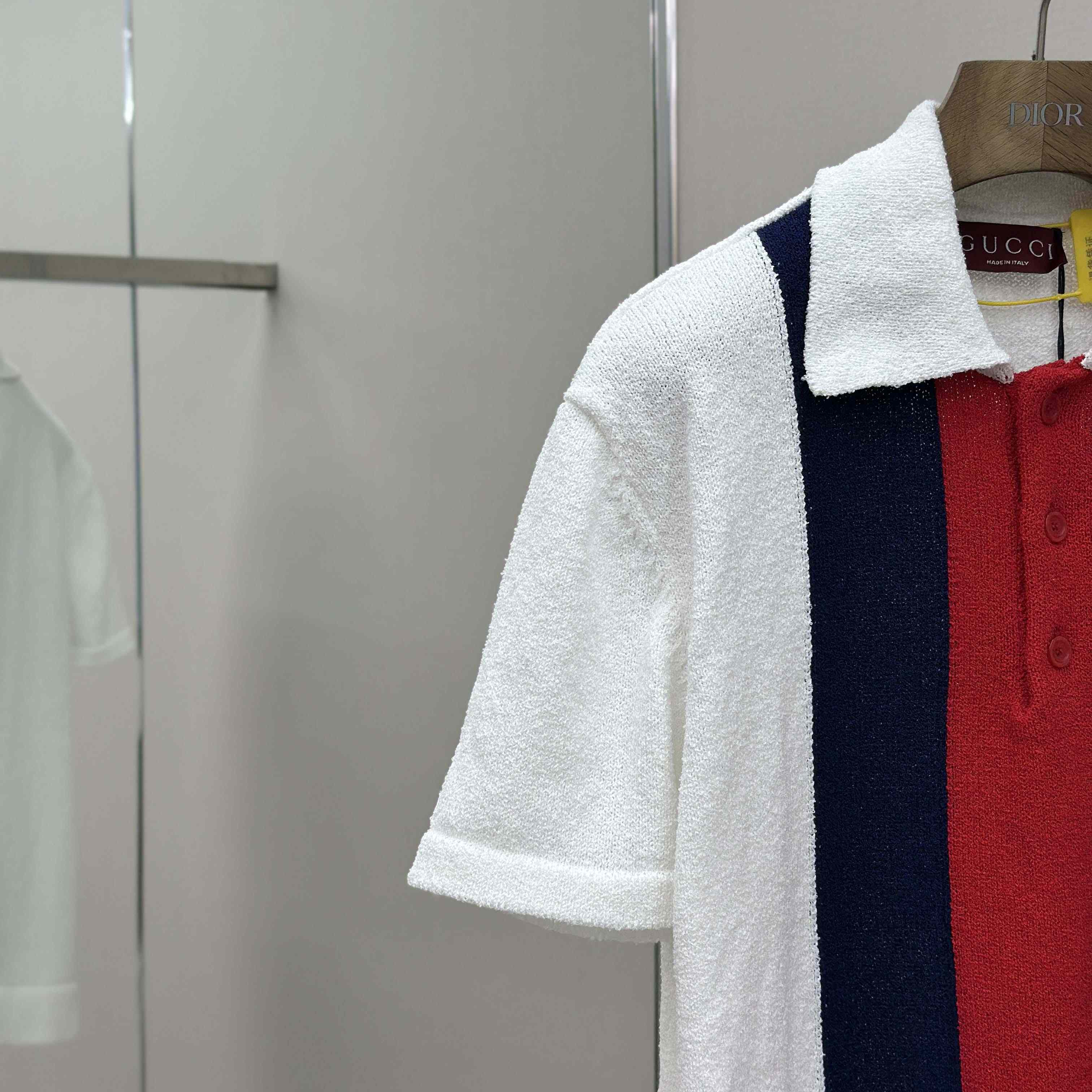 Gucci Cotton Blend Terry Knit Polo Shirt In White - DopestKickz