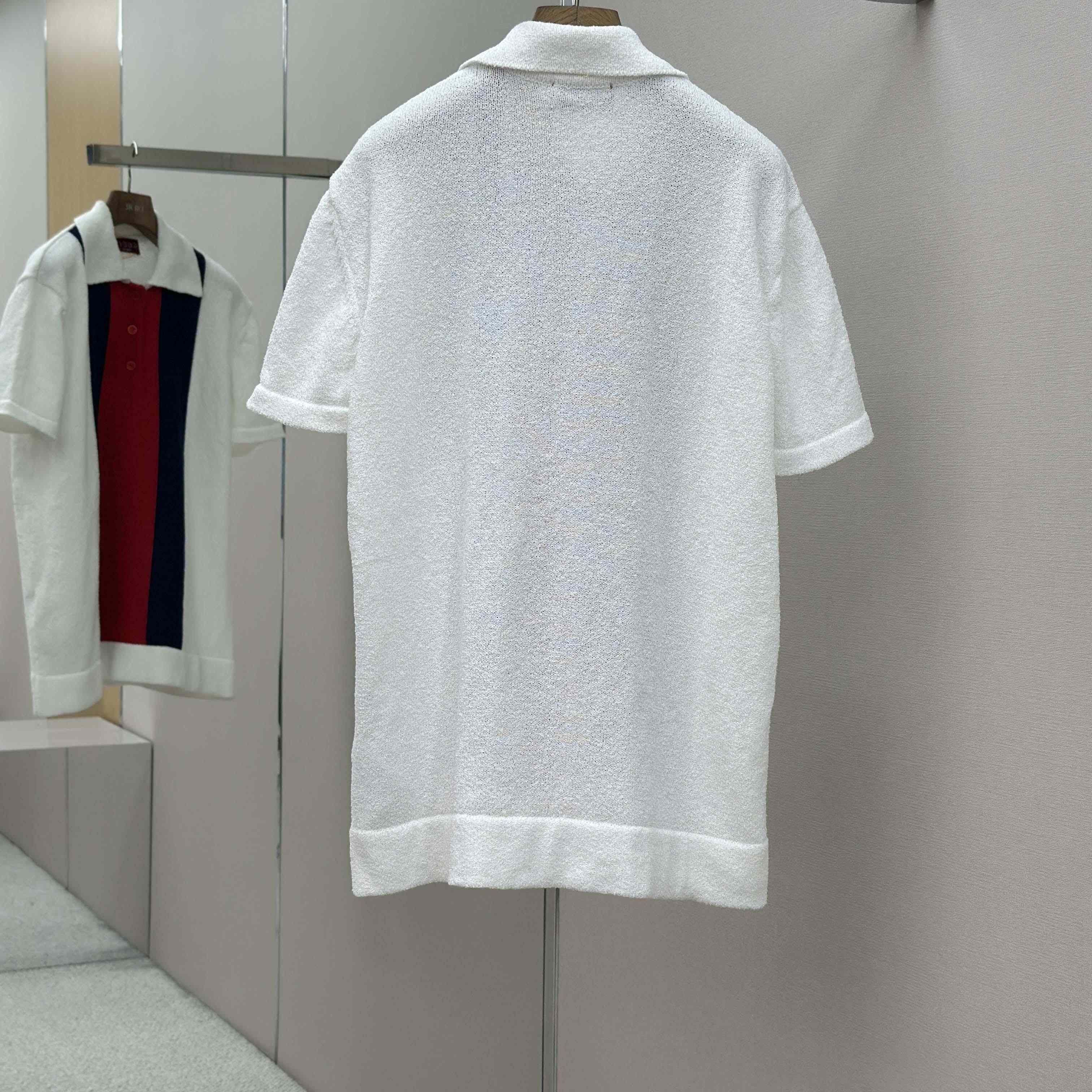 Gucci Cotton Blend Terry Knit Polo Shirt In White - DopestKickz