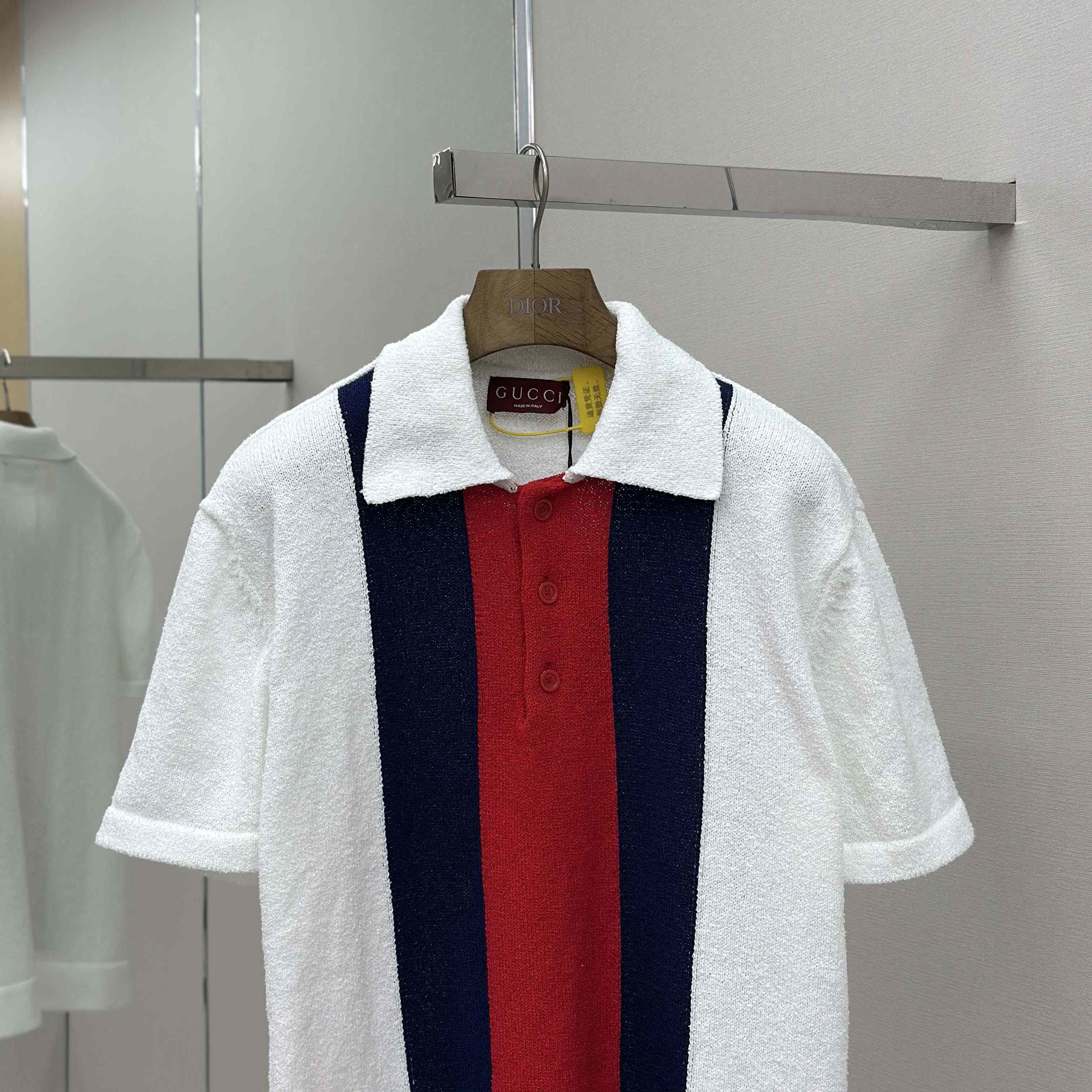 Gucci Cotton Blend Terry Knit Polo Shirt In White - DopestKickz