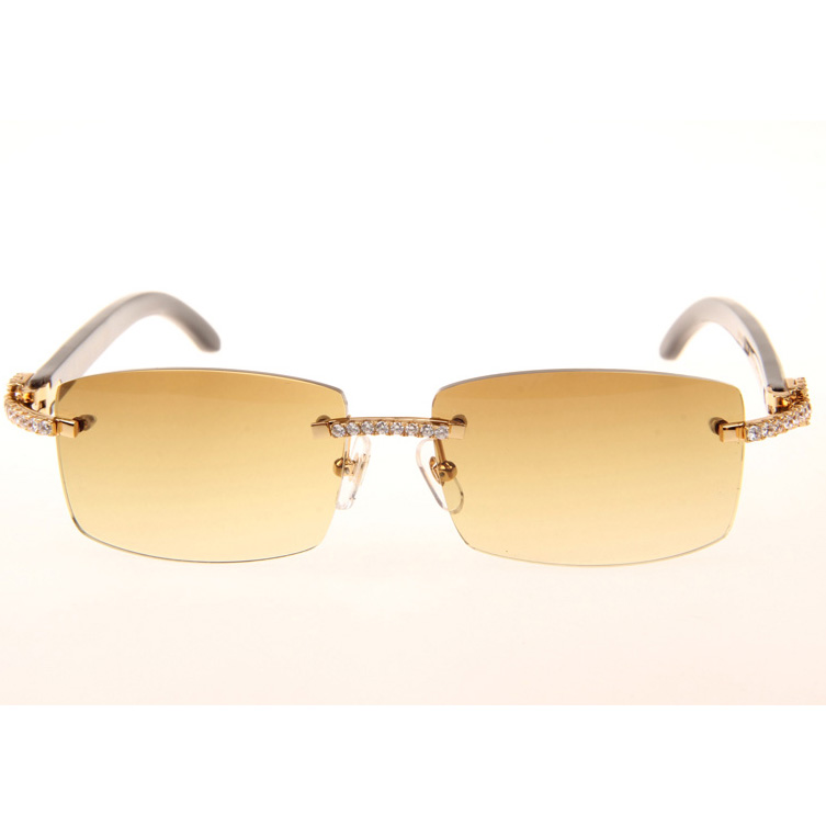 Cartier CT_3524012 Big Diamond White Mix Black Buffalo Sunglasses In Gold Brown - DopestKickz