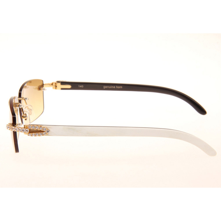 Cartier CT_3524012 Big Diamond White Mix Black Buffalo Sunglasses In Gold Brown - DopestKickz