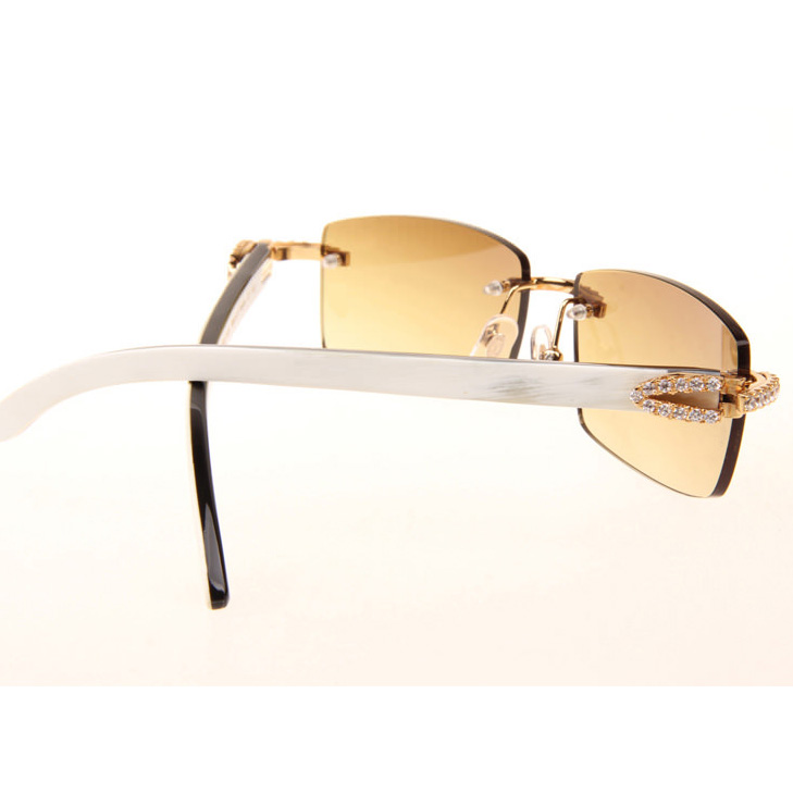 Cartier CT_3524012 Big Diamond White Mix Black Buffalo Sunglasses In Gold Brown - DopestKickz