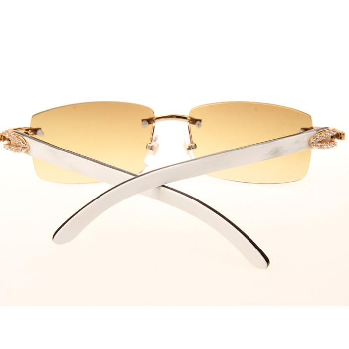 Cartier CT_3524012 Big Diamond White Mix Black Buffalo Sunglasses In Gold Brown - DopestKickz