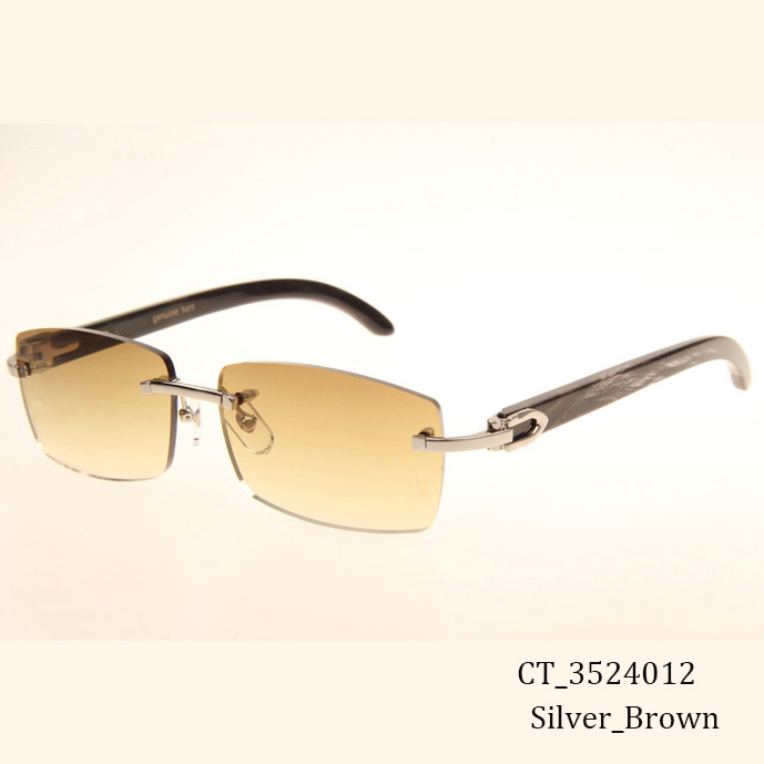 Cartier CT_3524012 Black Grey Buffalo Sunglasses In Silver Brown - DopestKickz