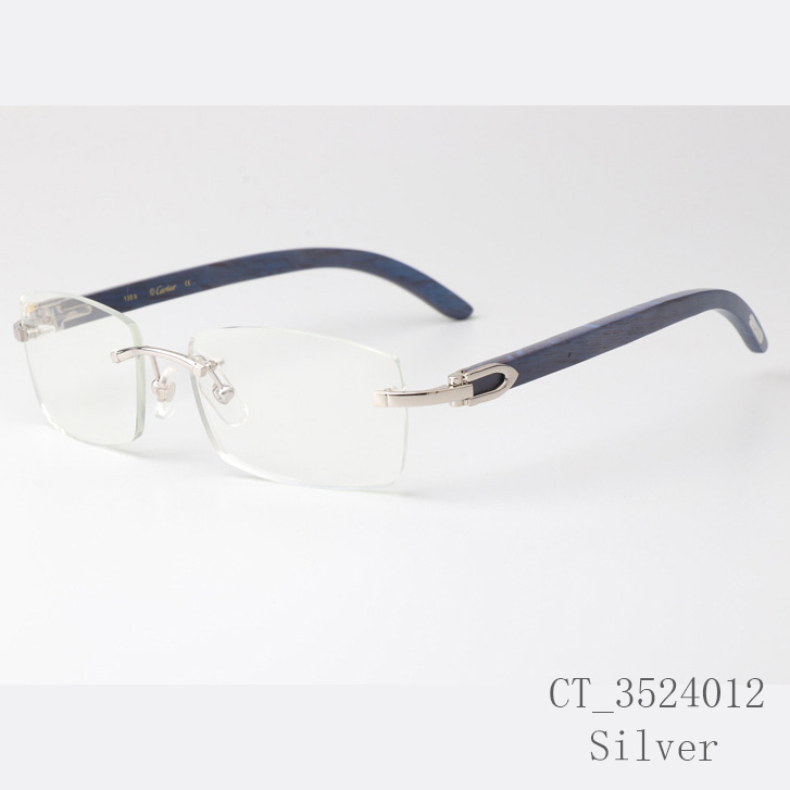 Cartier CT_3524012 Blue Arm Eyeglasses Silver - DopestKickz