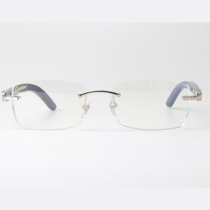 Cartier CT_3524012 Blue Arm Eyeglasses Silver - DopestKickz