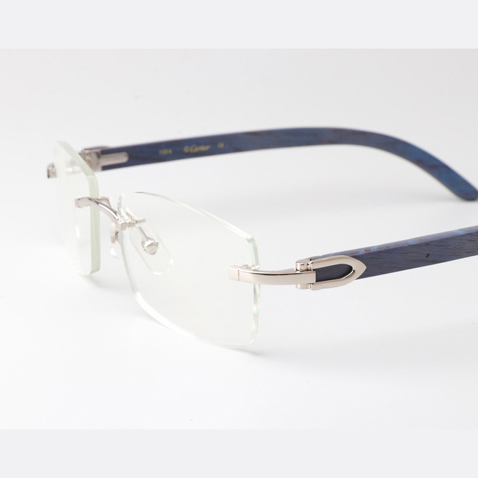 Cartier CT_3524012 Blue Arm Eyeglasses Silver - DopestKickz