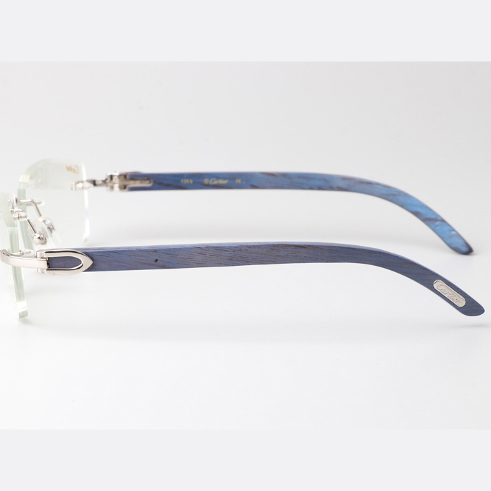 Cartier CT_3524012 Blue Arm Eyeglasses Silver - DopestKickz