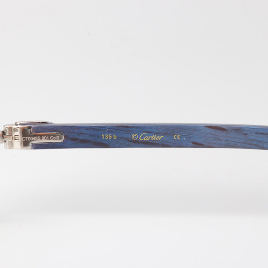 Cartier CT_3524012 Blue Arm Eyeglasses Silver - DopestKickz