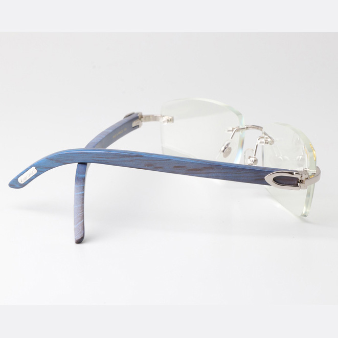 Cartier CT_3524012 Blue Arm Eyeglasses Silver - DopestKickz