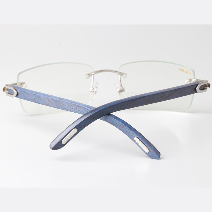 Cartier CT_3524012 Blue Arm Eyeglasses Silver - DopestKickz
