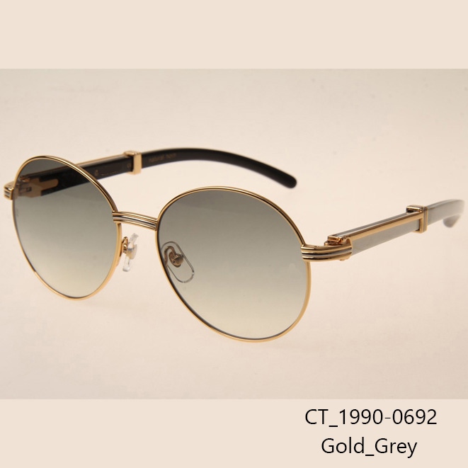 Cartier CT1990-0692 White Mix Black Buffalo Sunglasses In Gold Grey - DopestKickz