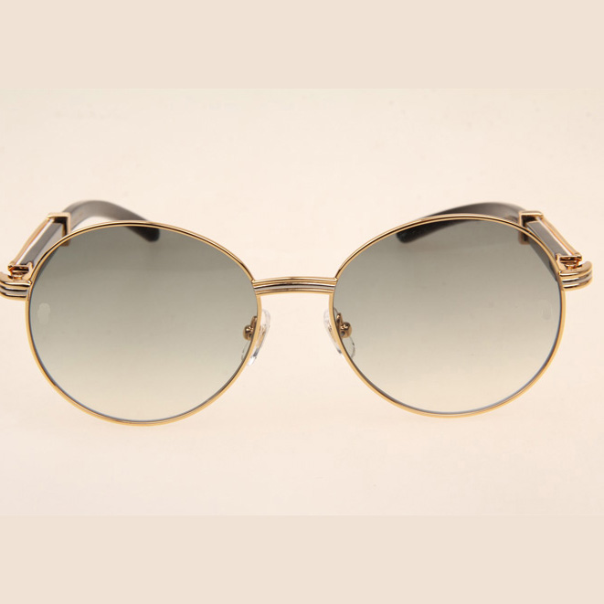 Cartier CT1990-0692 White Mix Black Buffalo Sunglasses In Gold Grey - DopestKickz