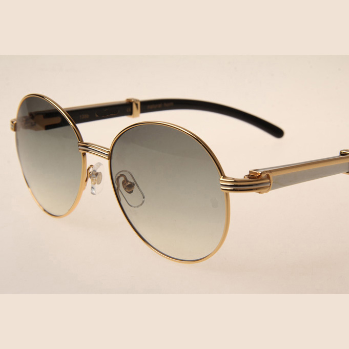 Cartier CT1990-0692 White Mix Black Buffalo Sunglasses In Gold Grey - DopestKickz