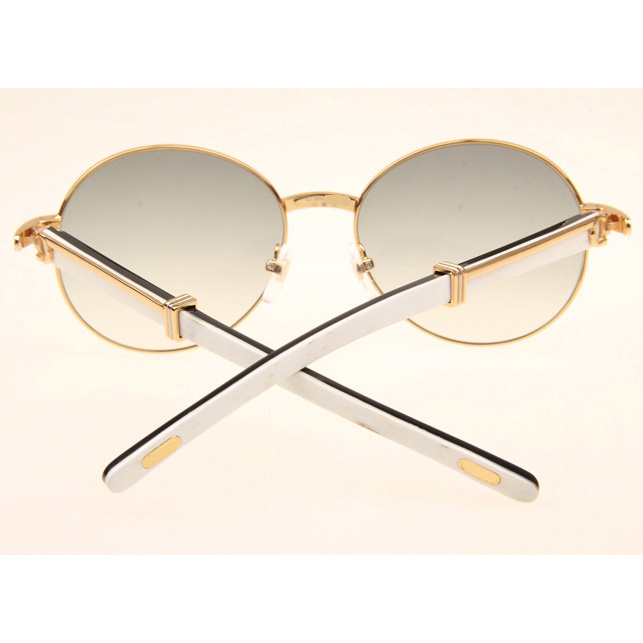 Cartier CT1990-0692 White Mix Black Buffalo Sunglasses In Gold Grey - DopestKickz