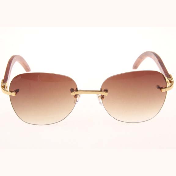 Cartier CT 3524012 Aviator Lens Wood Sunglasses In Gold Brown - DopestKickz