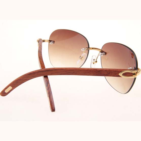 Cartier CT 3524012 Aviator Lens Wood Sunglasses In Gold Brown - DopestKickz