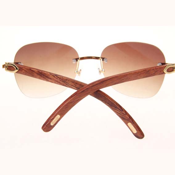 Cartier CT 3524012 Aviator Lens Wood Sunglasses In Gold Brown - DopestKickz
