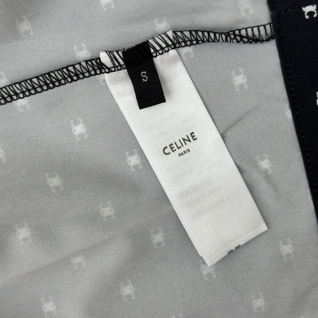 Celine Bowling Shirt In Micro Triomphe Print Viscose - DopestKickz