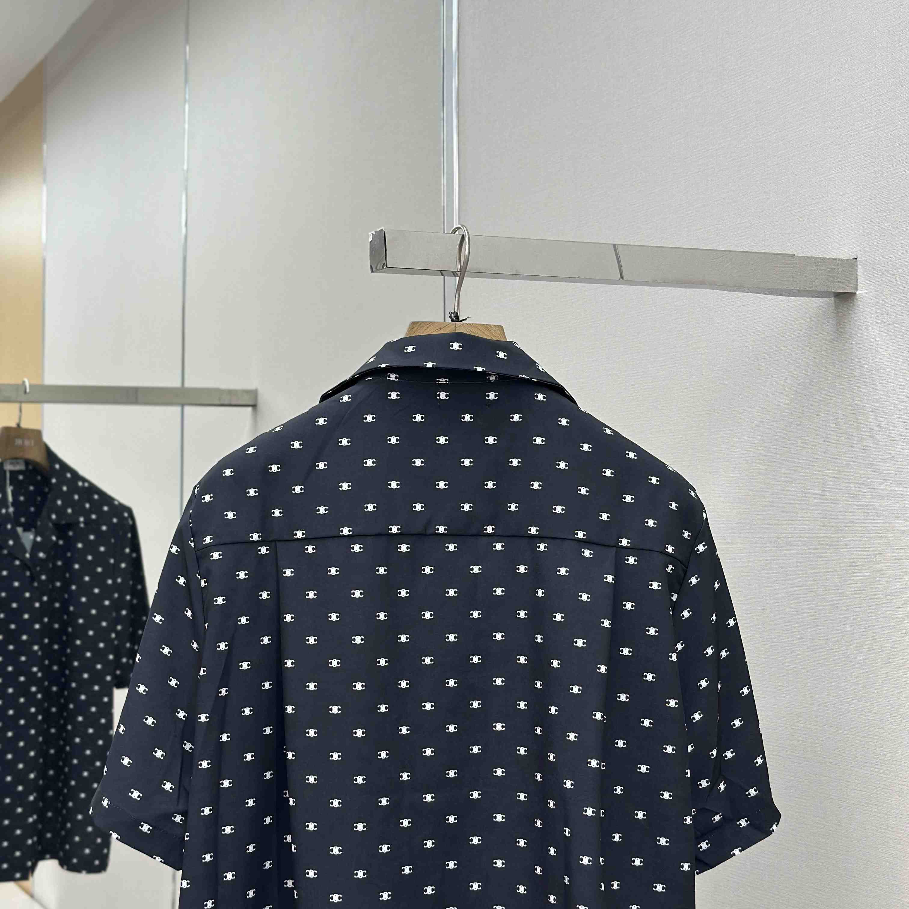 Celine Bowling Shirt In Micro Triomphe Print Viscose - DopestKickz