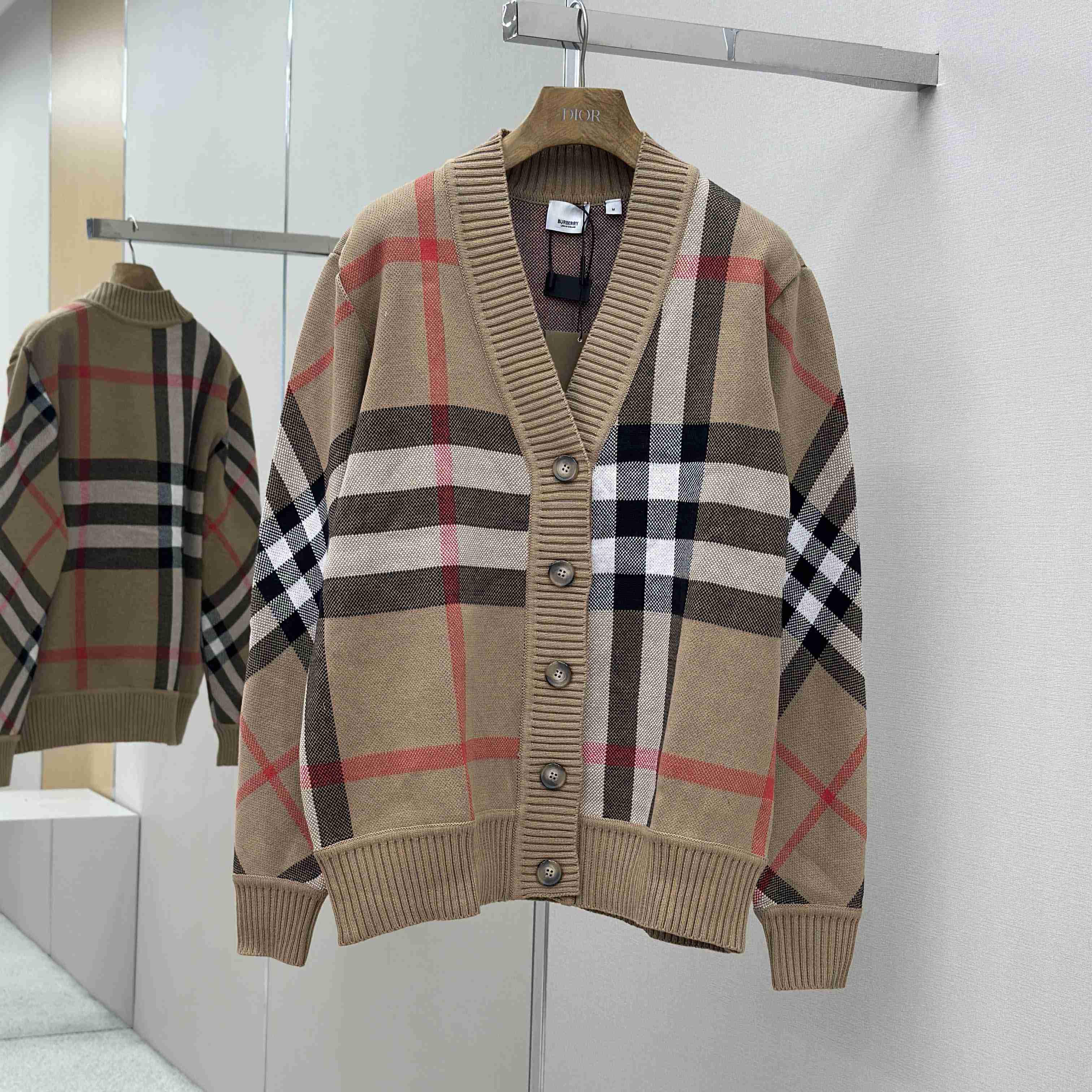 Burberry Check Wool Blend Cardigan - DopestKickz