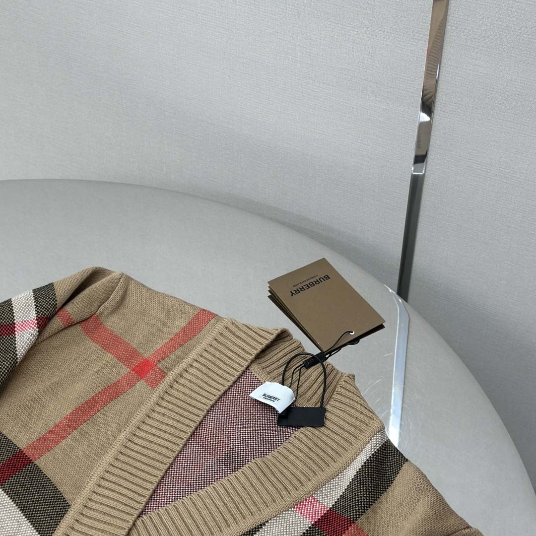 Burberry Check Wool Blend Cardigan - DopestKickz