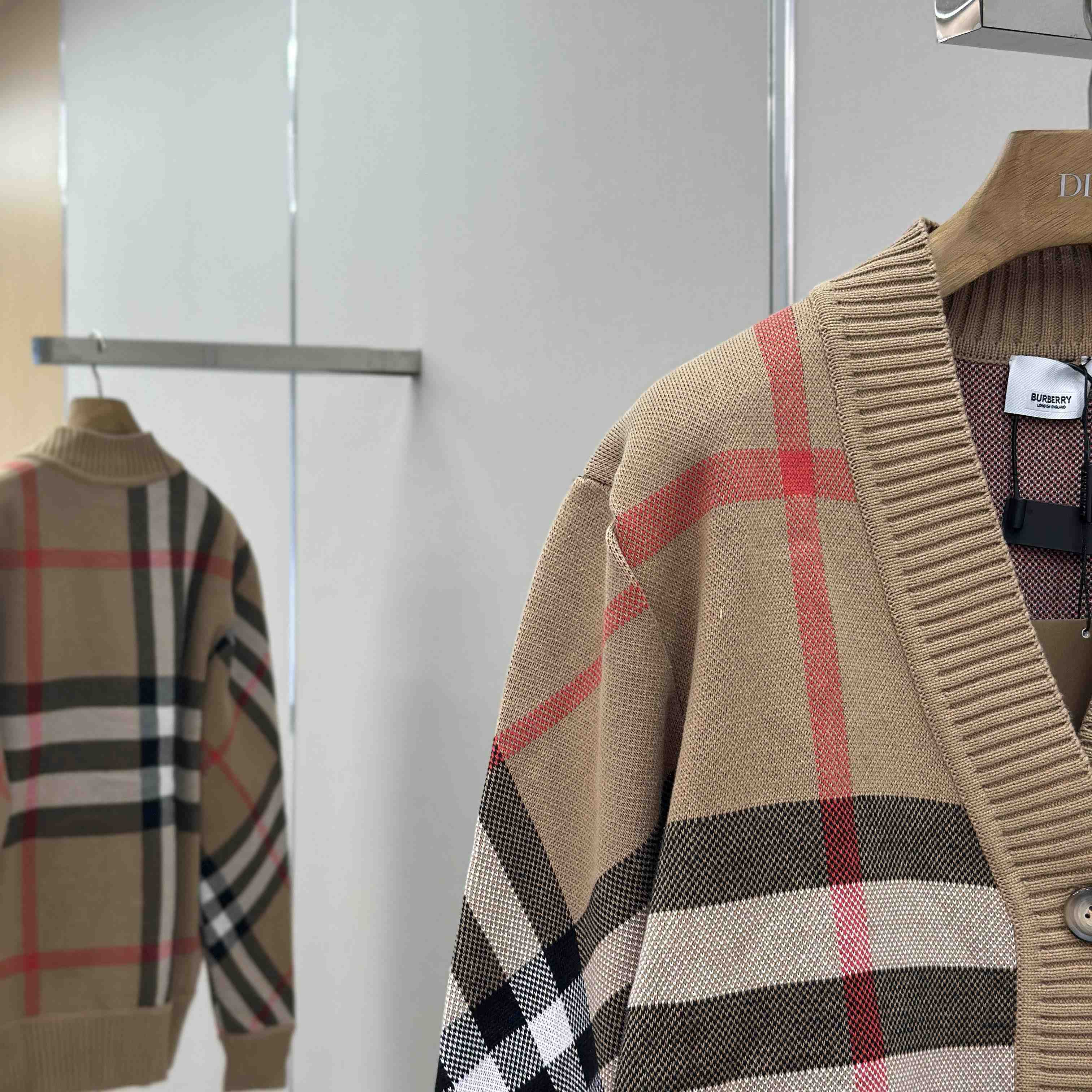 Burberry Check Wool Blend Cardigan - DopestKickz