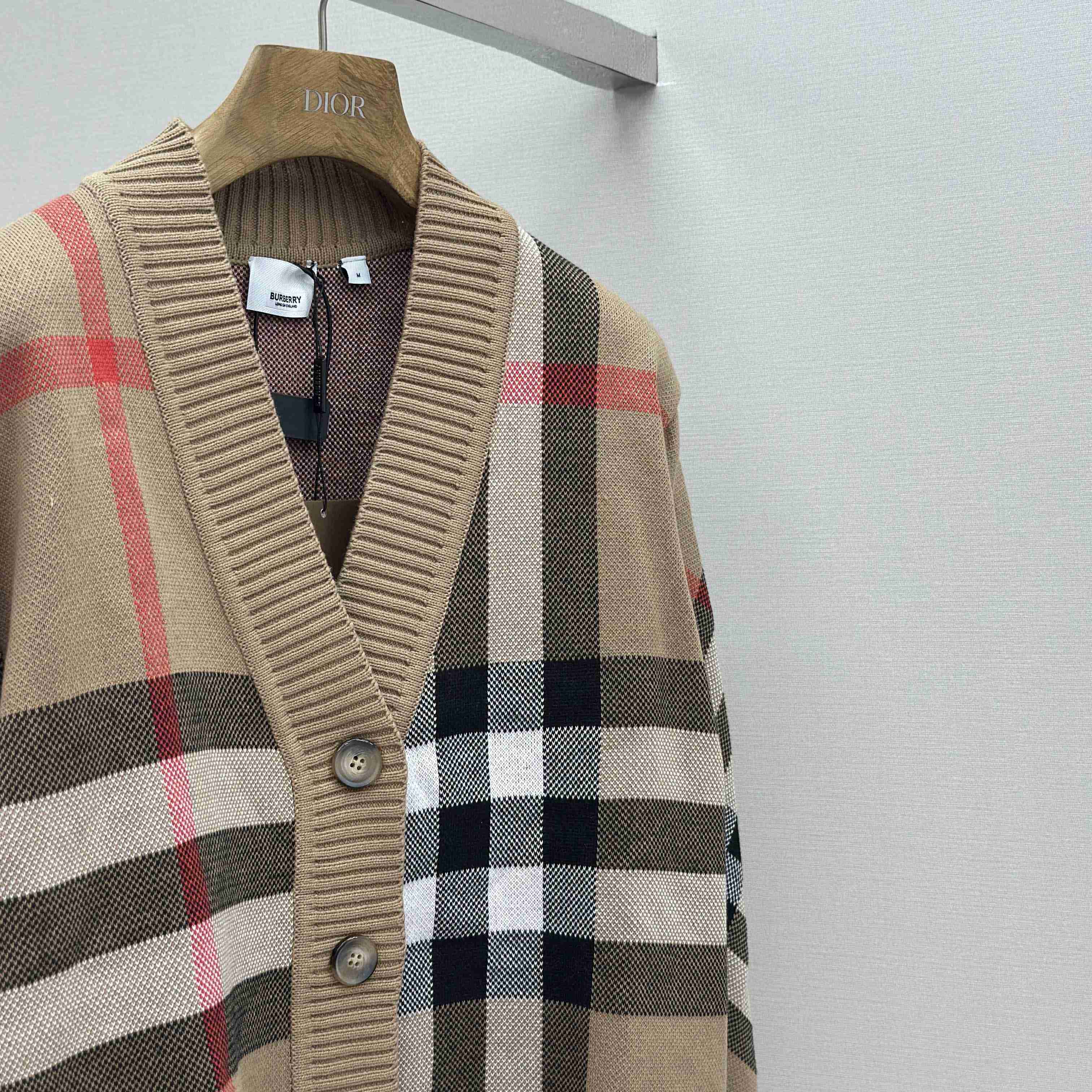 Burberry Check Wool Blend Cardigan - DopestKickz