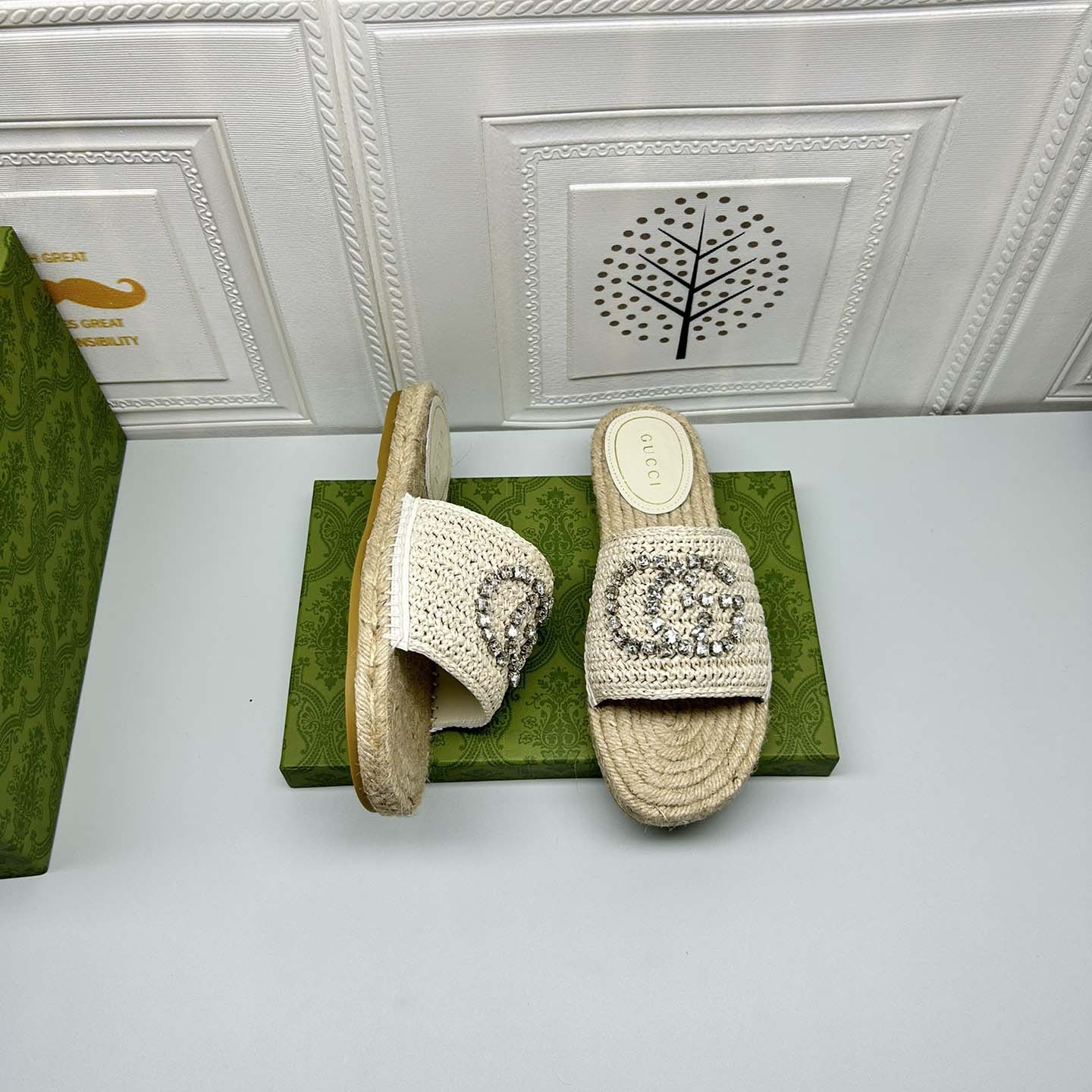 Gucci Women's espadrille with crystal Interlocking G - DopestKickz