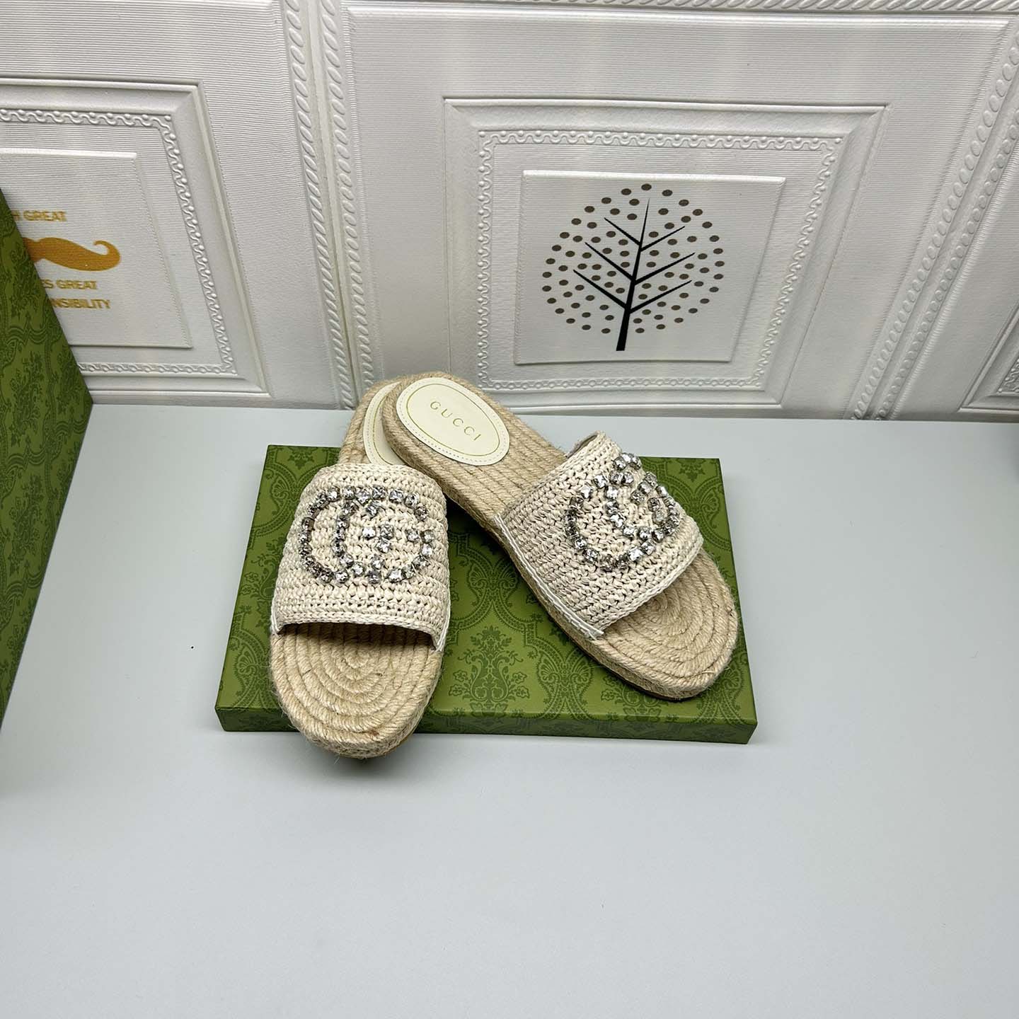 Gucci Women's espadrille with crystal Interlocking G - DopestKickz