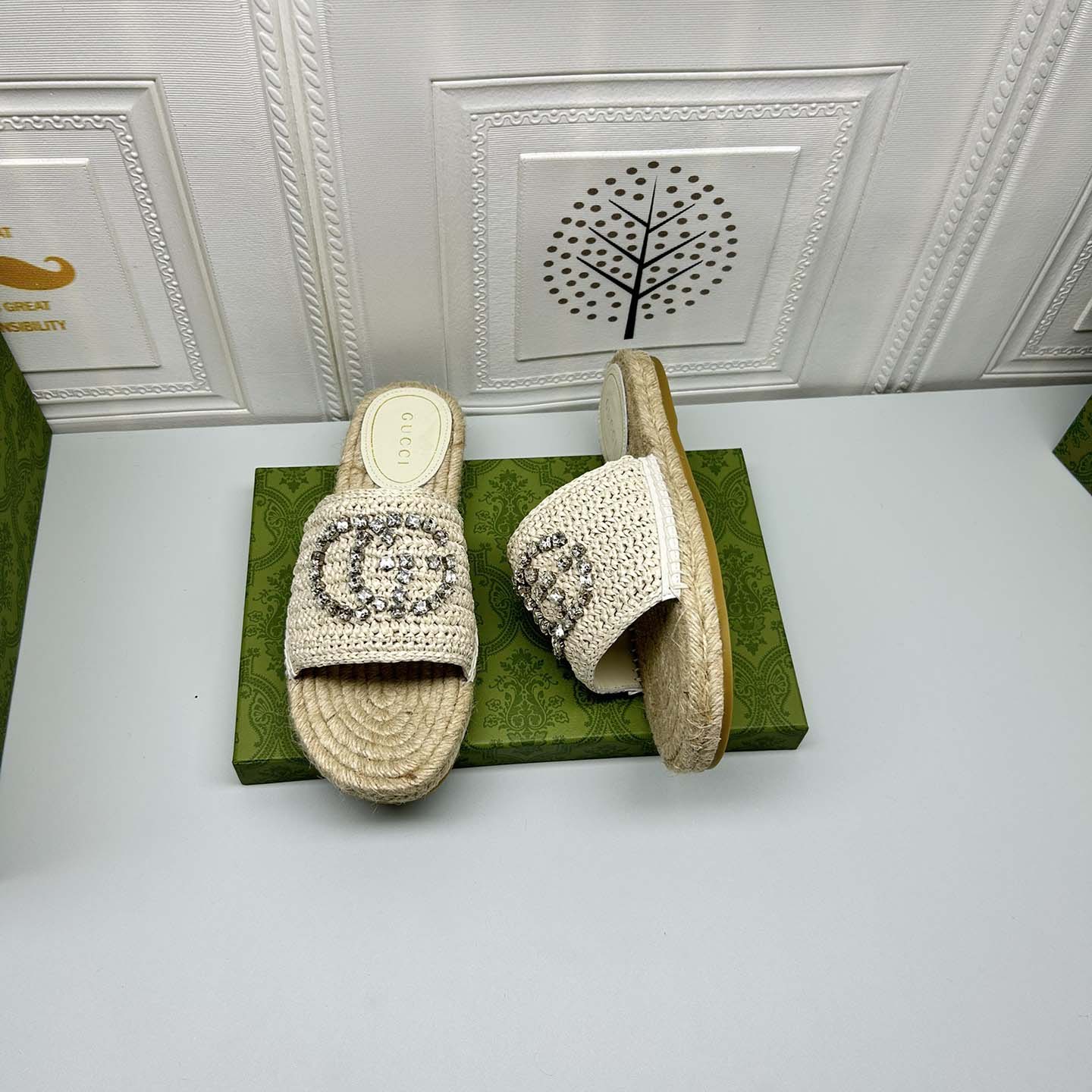 Gucci Women's espadrille with crystal Interlocking G - DopestKickz