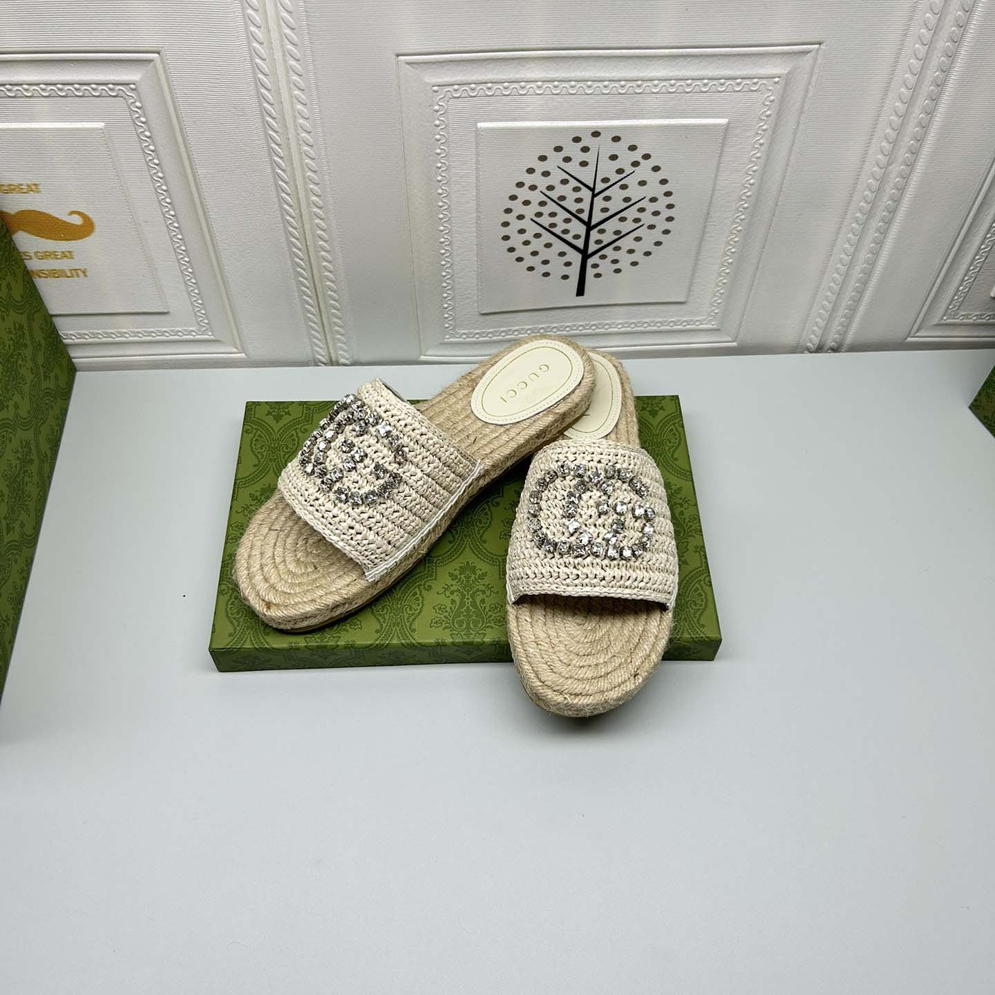 Gucci Women's espadrille with crystal Interlocking G - DopestKickz