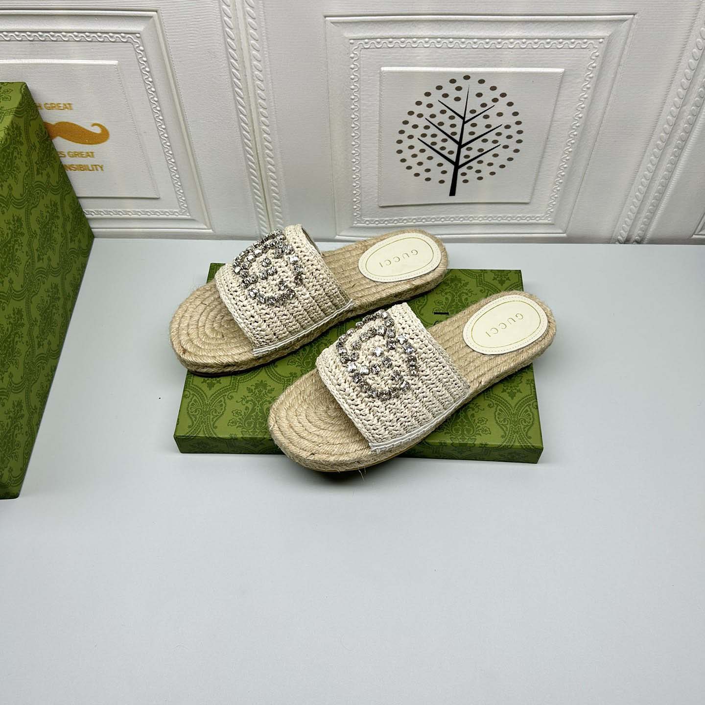 Gucci Women's espadrille with crystal Interlocking G - DopestKickz