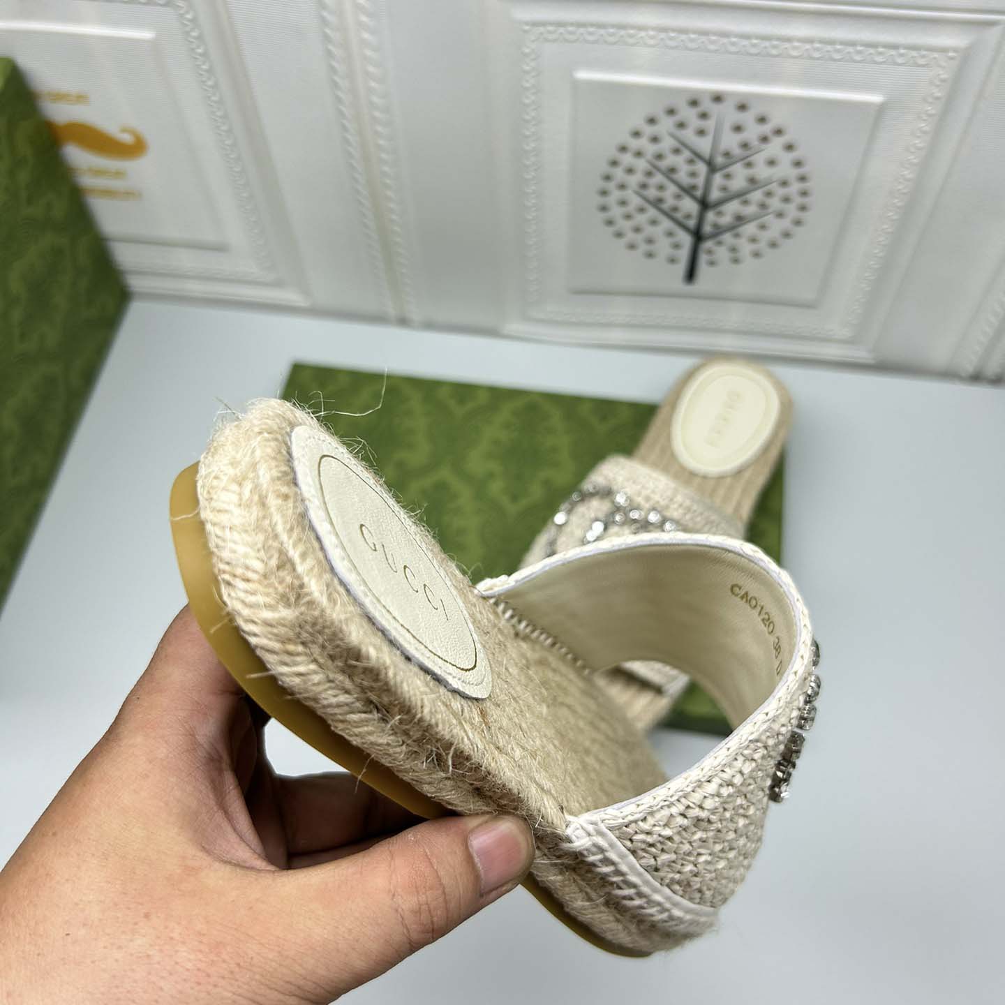 Gucci Women's espadrille with crystal Interlocking G - DopestKickz