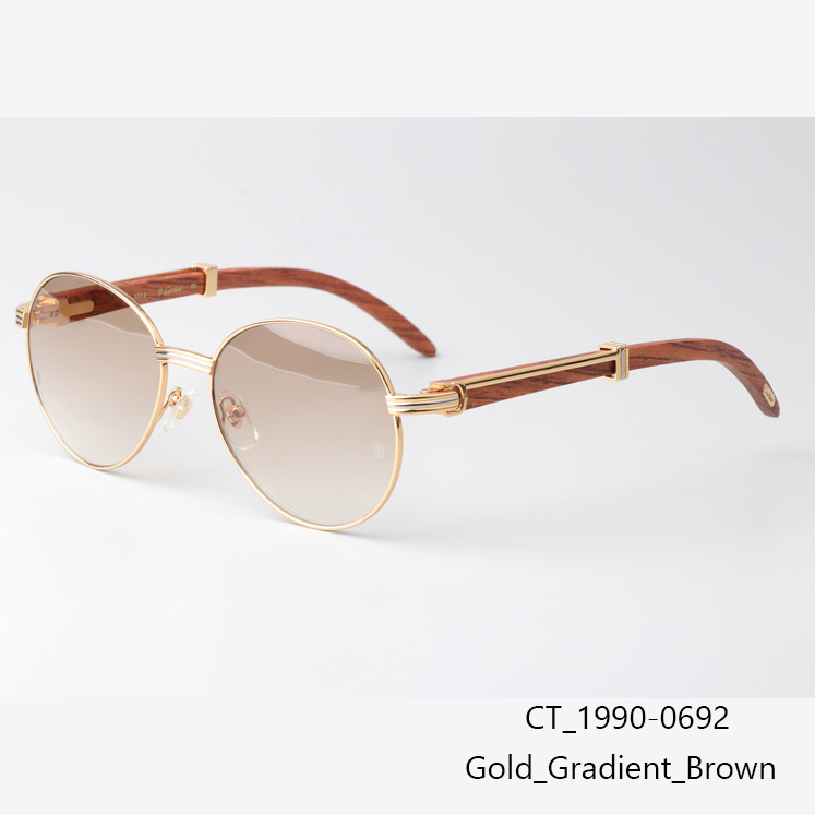 Cartier CT1990-0692 Wood Sunglasses Gold Gradient Brown - DopestKickz
