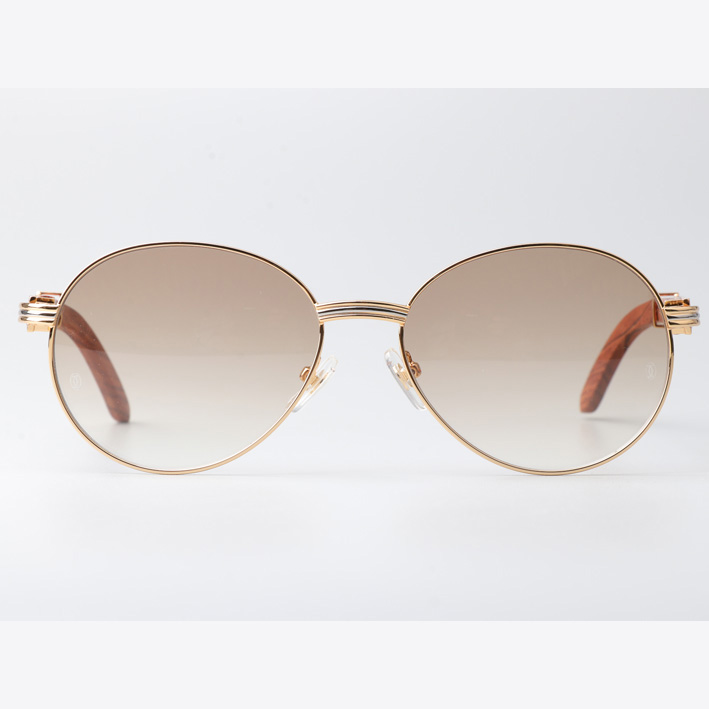 Cartier CT1990-0692 Wood Sunglasses Gold Gradient Brown - DopestKickz