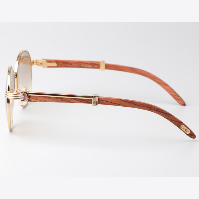 Cartier CT1990-0692 Wood Sunglasses Gold Gradient Brown - DopestKickz
