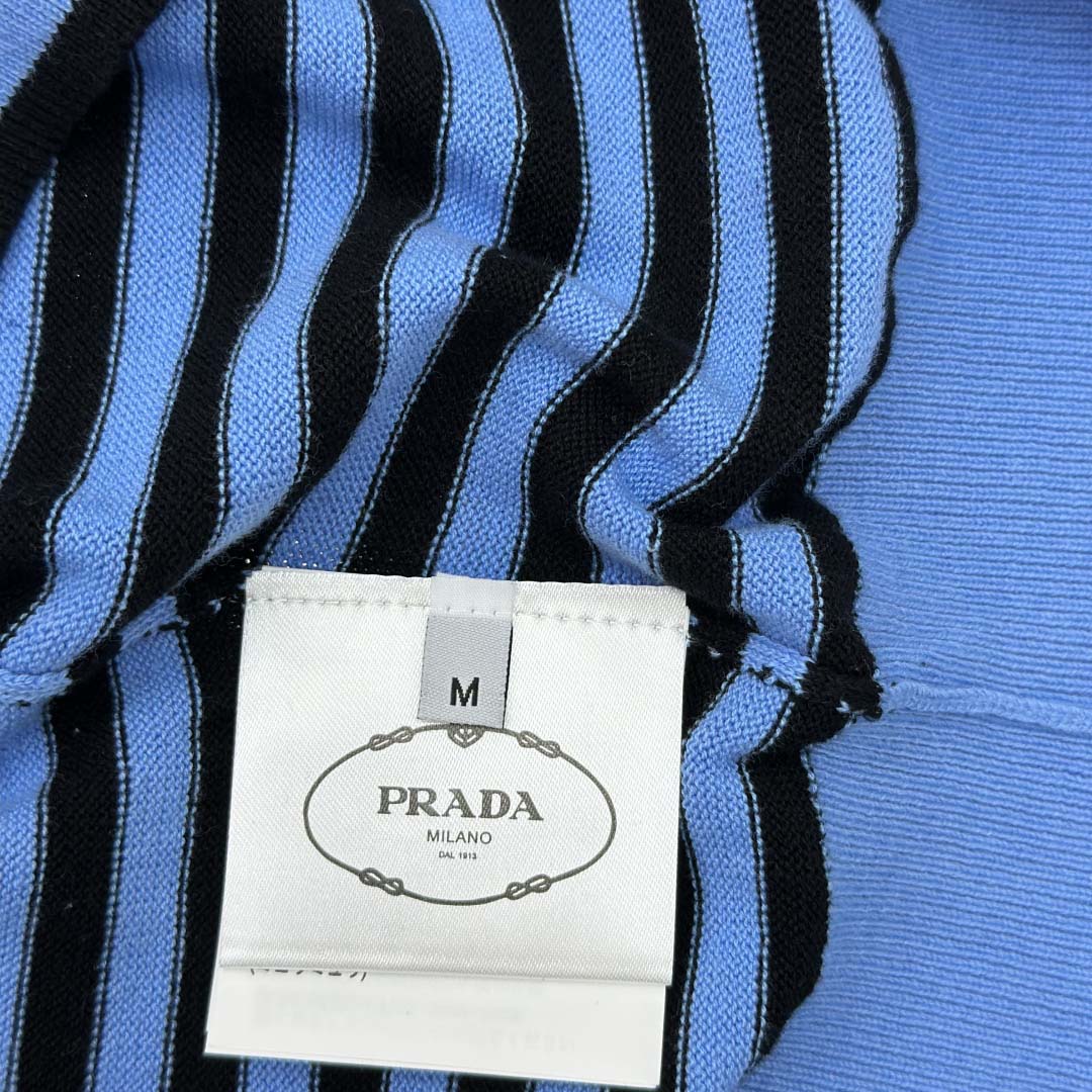 Prada Striped Cotton Polo Shirt - DopestKickz