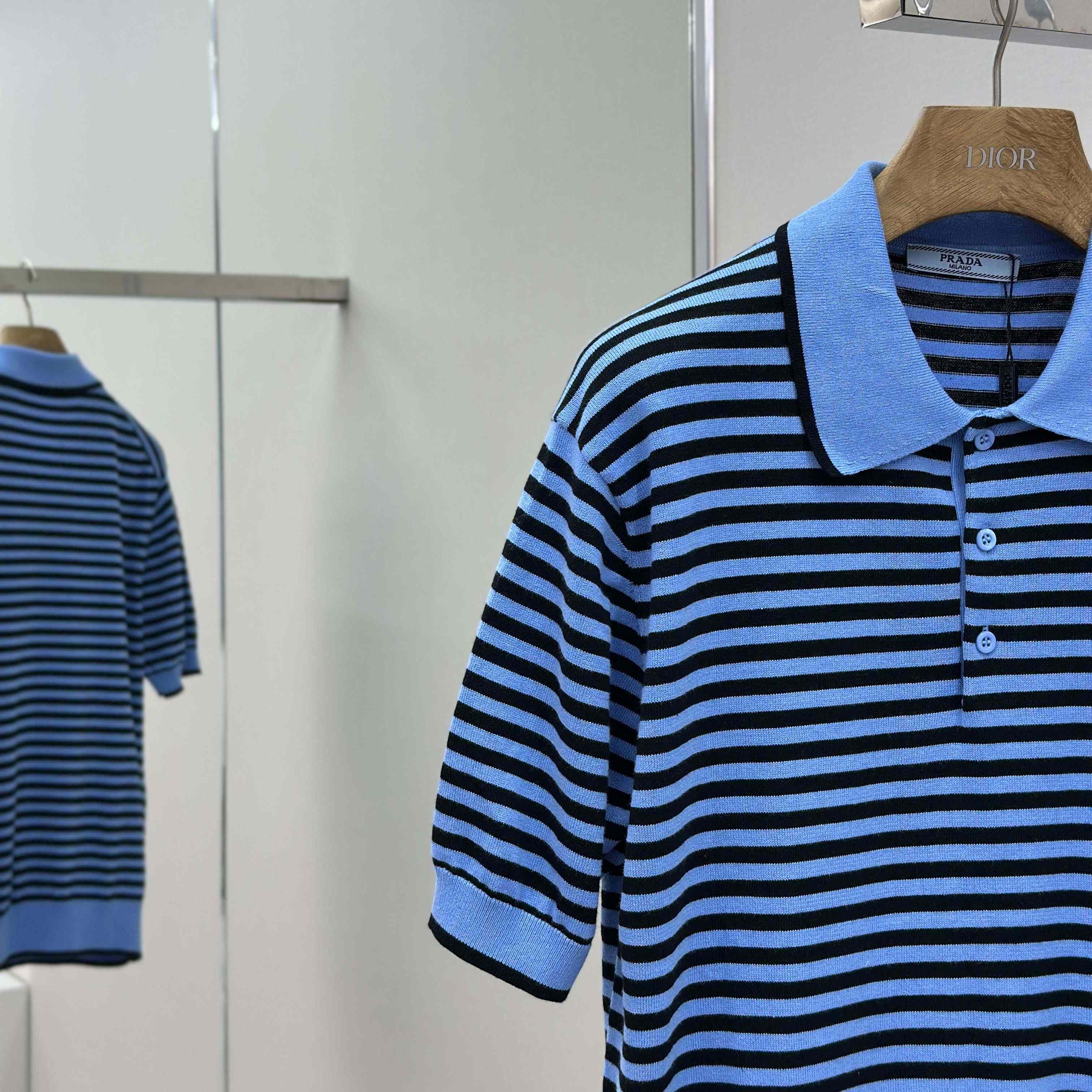 Prada Striped Cotton Polo Shirt - DopestKickz