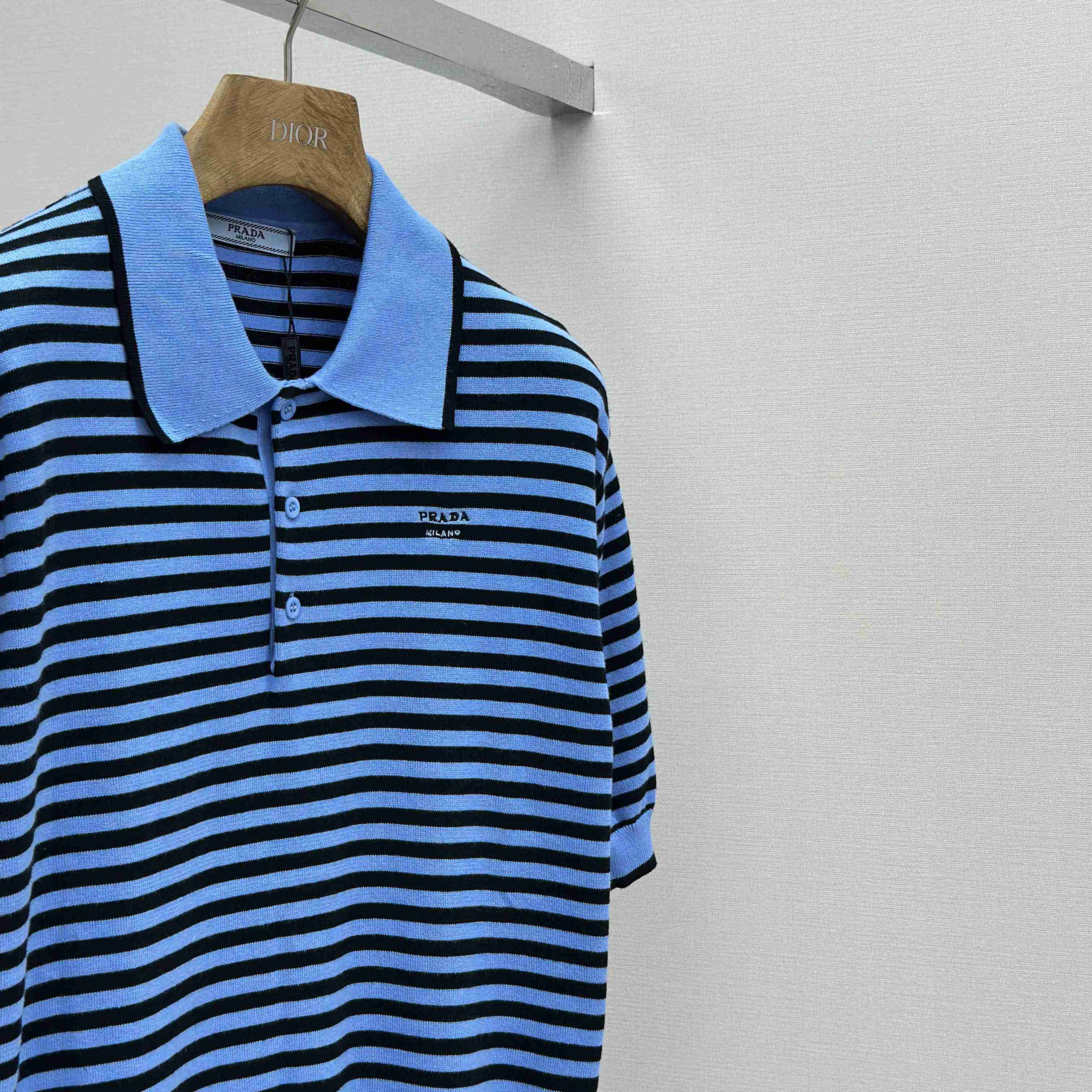 Prada Striped Cotton Polo Shirt - DopestKickz