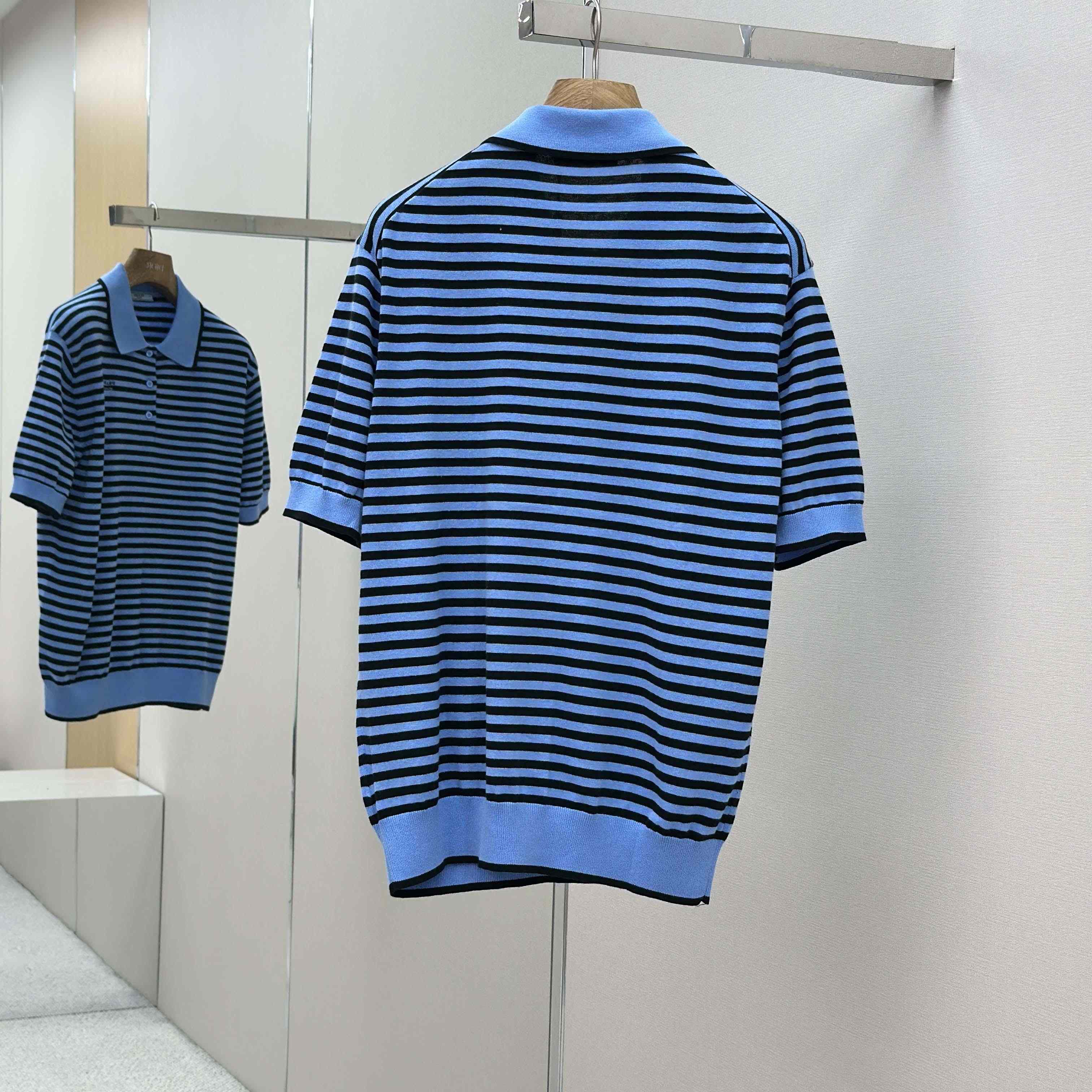 Prada Striped Cotton Polo Shirt - DopestKickz