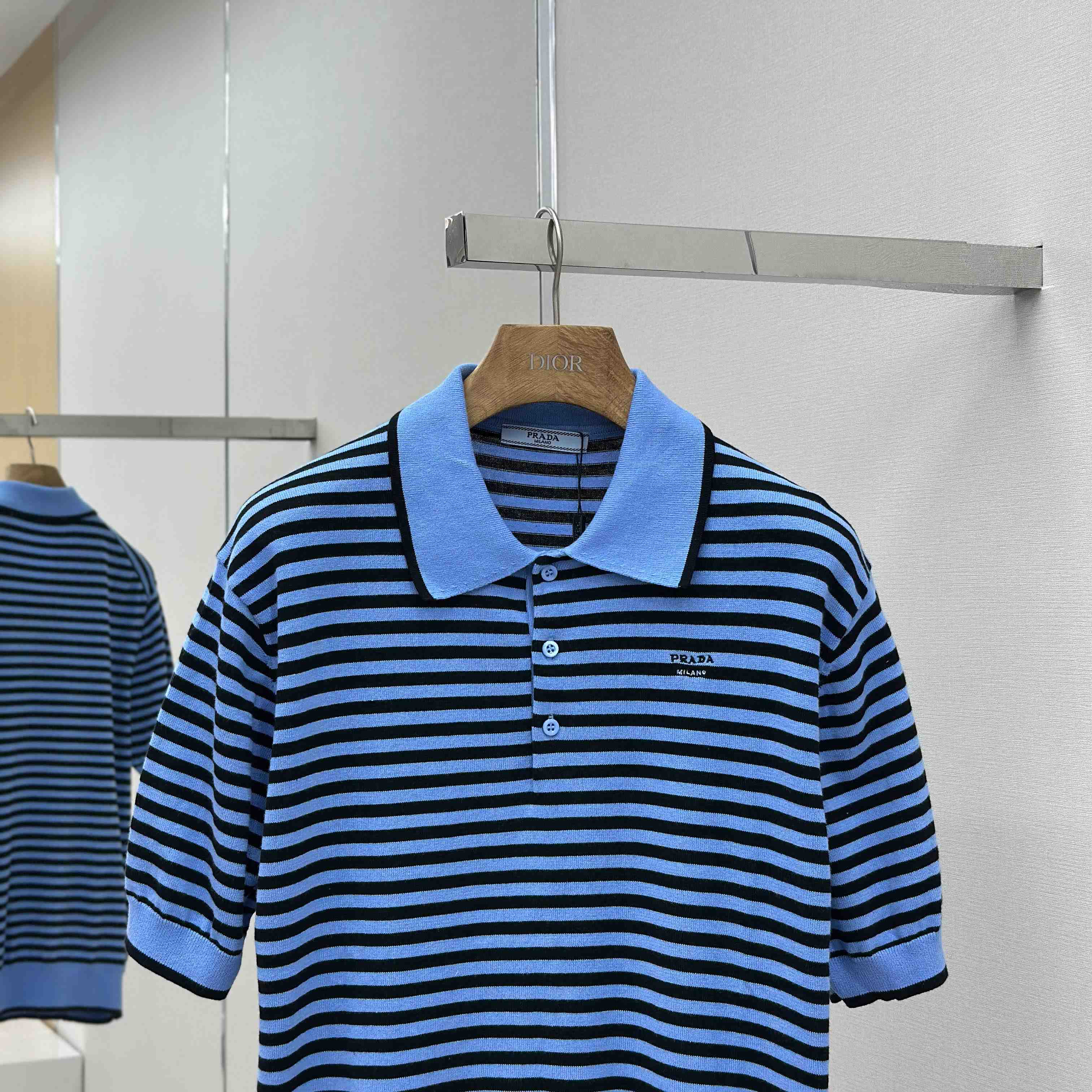Prada Striped Cotton Polo Shirt - DopestKickz
