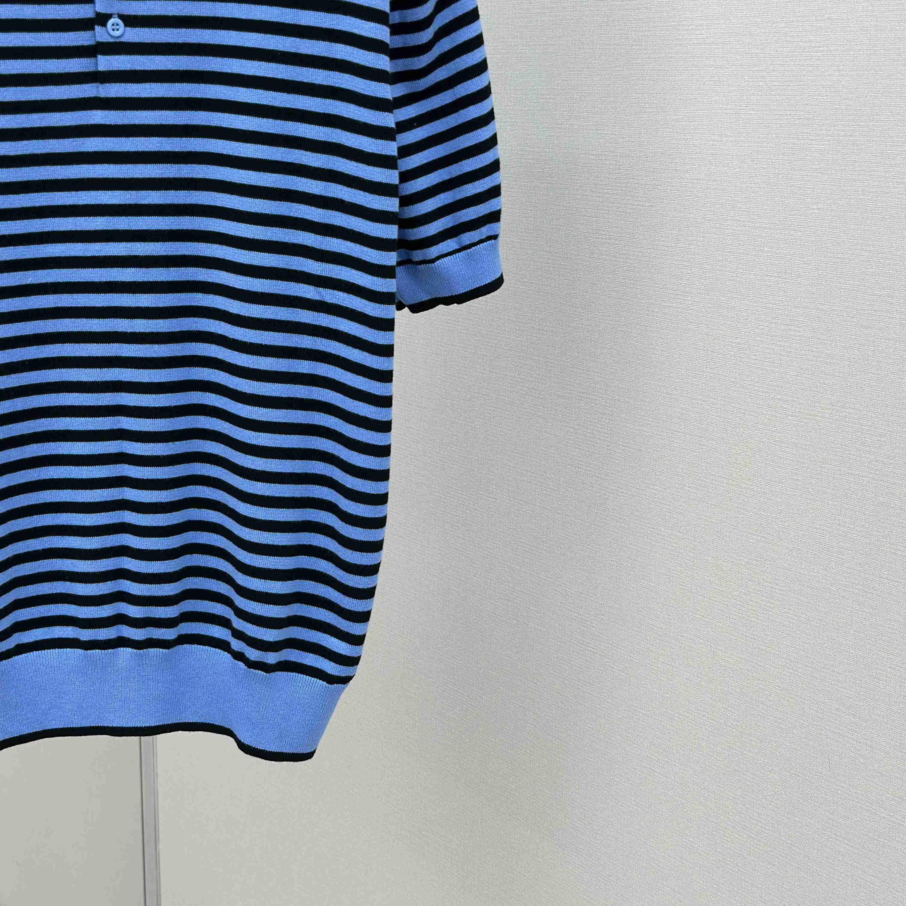 Prada Striped Cotton Polo Shirt - DopestKickz