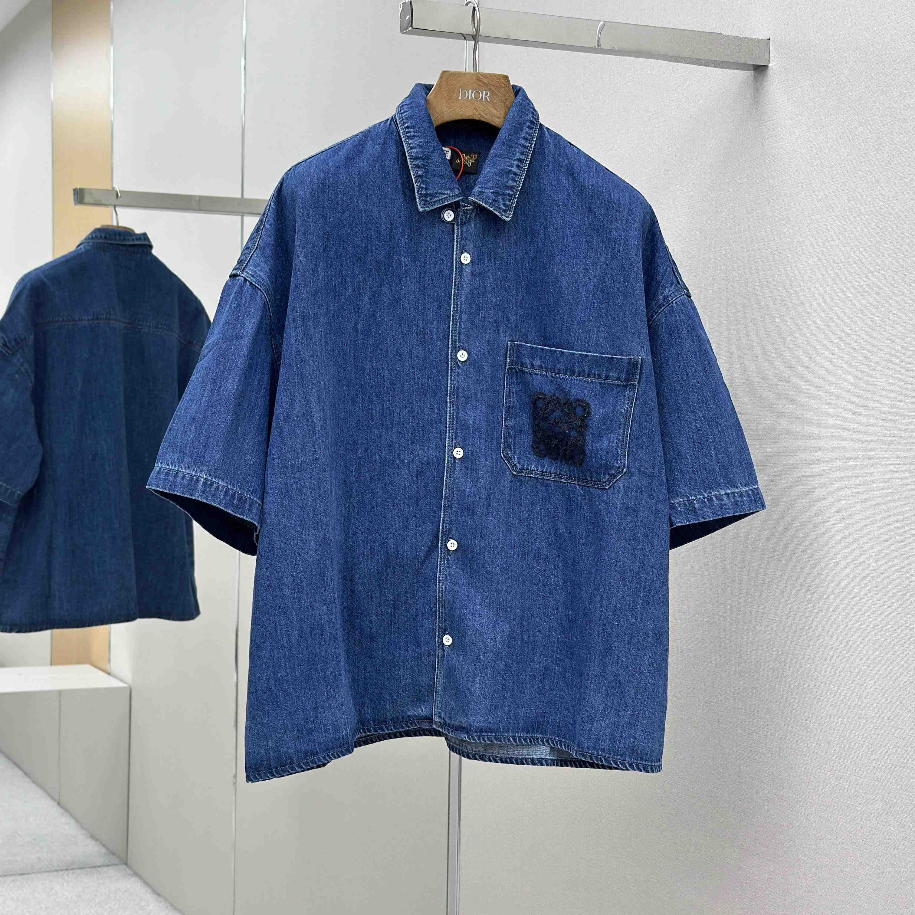 Loewe Short Sleeve Shirt In Denim - DopestKickz