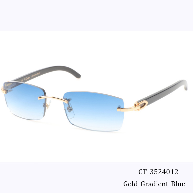 Cartier CT_3524012 Black Buffalo Sunglasses In Gold Gradient Blue - DopestKickz