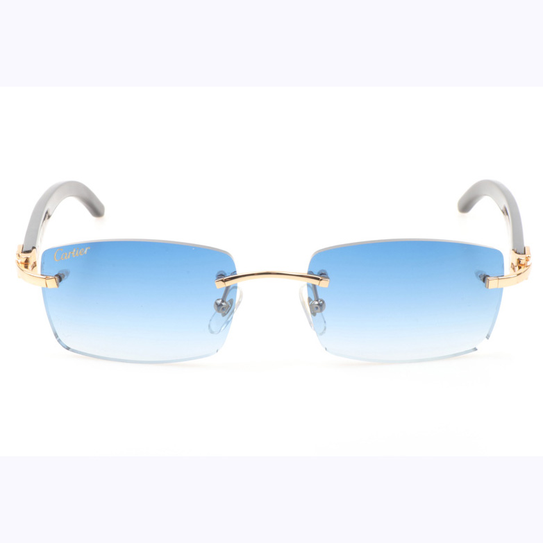 Cartier CT_3524012 Black Buffalo Sunglasses In Gold Gradient Blue - DopestKickz